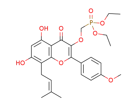 (((5,7-dihydroxy-2-(4-methoxyphenyl)-8-(3-methylbut-2-ene-1-yl)-4-oxo-4H-chromen-3-yl)oxy)methyl)phosphonate diethyl ester