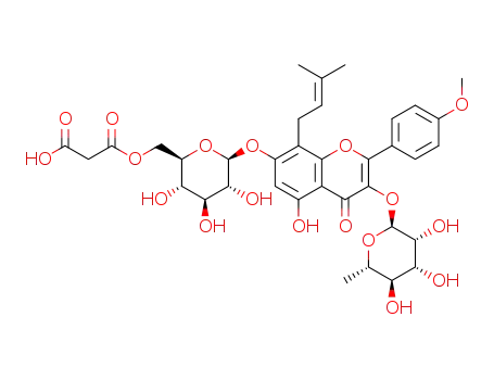 8-prenylkaempferol-4'-methylether-3-O-rhamnoside-7-O-(6-O-malonyl)-β-D-glucopyranoside