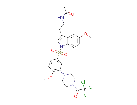 N-(2-(5-methoxy-1-((4-methoxy-3-(4-(2,2,2-trichloroacetyl)piperazin-1-yl)phenyl)sulfonyl)-1H-indol-3-yl)ethyl)acetamide