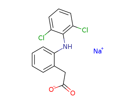 15307-79-6,Diclofenac sodium,Neriodin;Dichronic;Hyanalgese D;Diclofenac sodium [USAN:JAN];Solaraze;Sodium (2-((2,6-dichlorophenyl)amino)phenyl)acetate;Voltaren;Sodium (o-(2,6-dichloroanilino)phenyl)acetate;Naclof;