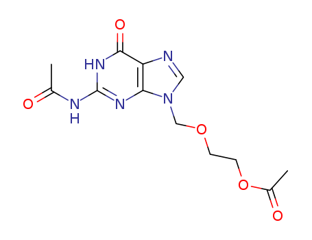 75128-73-3,9-[(2-Acetoxyethoxy)methyl]-N2-acetylguanine,9-[(2-Acetoxyethoxy)methyl]-N2-acetylguanine;N2-Acetyl-9-(2-acetoxyethoxymethyl)guanine;2,9-diacetylacyclovir;2-{[2-(acetylamino)-6-oxo-3,6-dihydro-9H-purin-9-yl]methoxy}ethyl acetate;9-[(2-Acetoxyethoxy)methyl]-acetylguanine;acetamide, N-[9-[[2-(acetyloxy)ethoxy]methyl]-6,9-dihydro-6-oxo-1H-purin-2-yl]-;
