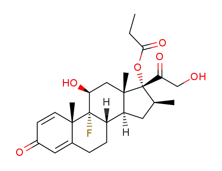 Molecular Structure of 5534-13-4 (9-fluoro-11beta,17,21-trihydroxy-16beta-methylpregna-1,4-diene-3,20-dione 17-propionate)
