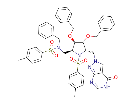 (2S,3R,4R,5S)-2-N-[benzyl-N-(p-toluenesulfonyl)]aminomethyl-3,4-bis(benzyloxy)-5-(N8-allopurinol)-1-N-(ptoluenesulfonyl)pyrrolidine