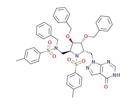 (2S,3R,4R,5S)-2-N-[benzyl-N-(p-toluenesulfonyl)]aminomethyl-3,4-bis(benzyloxy)-5-(N9-allopurinol)-1-N-(p-toluenesulfonyl)pyrrolidine