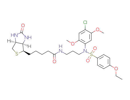 N-(3-((N-(4-chloro-2,5-dimethoxyphenyl)-4-ethoxyphenyl)sulfonamido)propyl)-5-((3aR,4R,6aS)-2-oxohexahydro-1H-thieno[3,4-d]imidazol-4-yl)pentanamide