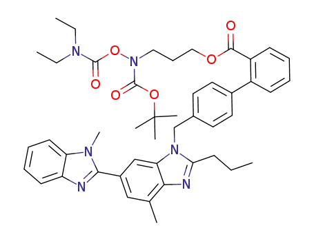 3-((tert-butoxycarbonyl)((diethylcarbamoyl)oxy)amino)propyl 4'-((1,7'-dimethyl-2'-propyl-1H,3'H-[2,5'-bibenzo[d]imidazol]-3'-yl)methyl)-[1,1'-biphenyl]-2-carboxylate