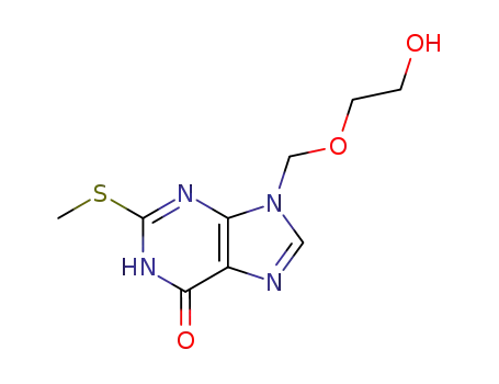 Molecular Structure of 75128-77-7 (6H-Purin-6-one, 1,9-dihydro-9-[(2-hydroxyethoxy)methyl]-2-(methylthio)-)