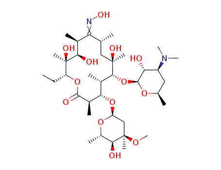 13127-18-9,ERYTHROMYCIN OXIME,9-Hydroxyiminoerythromycin;Erythromycin 9-ketoxime;Erythromycin A 9-oxime;Erythromycin A oxime;Erythromycin oxime;RU 28111;Erythromycin, 9-oxime;