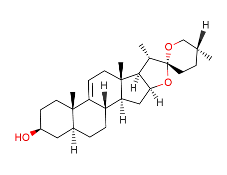 Molecular Structure of 1106-20-3 ((3,5,25R)-3-Hydroxyspirost-9(11)-ene)