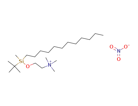 Molecular Structure of 81372-19-2 (Ethanaminium,
2-[[(1,1-dimethylethyl)dodecylmethylsilyl]oxy]-N,N,N-trimethyl-, nitrate)