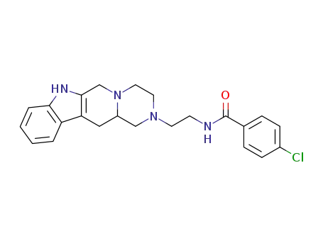 Molecular Structure of 72593-14-7 (Benzamide, 4-chloro-N-(2-(3,4,6,7,12,12a-hexahydropyrazino(1,2:1,6)pyrido(3,4-b)indol-2(1H)-yl)ethyl)-)