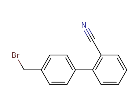 114772-54-2,4-Bromomethyl-2-cyanobiphenyl,2-(4-Bromomethylphenyl)benzonitrile;2-Cyano-4'-(bromomethyl)biphenyl;2'-(Cyano)biphenyl-4-ylmethyl bromide;2'-Cyano-4-(bromomethyl)-1,1'-biphenyl;4-(2-Cyanophenyl)benzyl bromide;4-(Bromomethyl)-2'-cyanobiphenyl;4-Bromomethyl-2'-cyano-1,1'-biphenyl;4'-(Bromomethyl)-2-cyanobiphenyl;4'-(Bromomethyl)[1,1'-biphenyl]-2-carbonitrile;4'-Bromomethylbiphenyl-2-carbonitrile;2-Cyano-4'-Bromomethylbiphenyl;2-Cyano-4'-Bromomethyl Biphenyl;