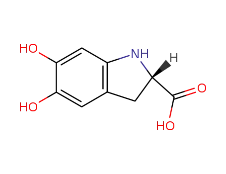Molecular Structure of 18766-67-1 ((2S)-5,6-dihydroxy-2,3-dihydro-1H-indole-2-carboxylic acid)