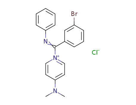 Molecular Structure of 113399-37-4 (Pyridinium, 1-[(3-bromophenyl)(phenylimino)methyl]-4-(dimethylamino)-,
chloride)