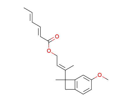 (2E,4E)-Hexa-2,4-dienoic acid (E)-3-(4-methoxy-7-methyl-bicyclo[4.2.0]octa-1(6),2,4-trien-7-yl)-but-2-enyl ester
