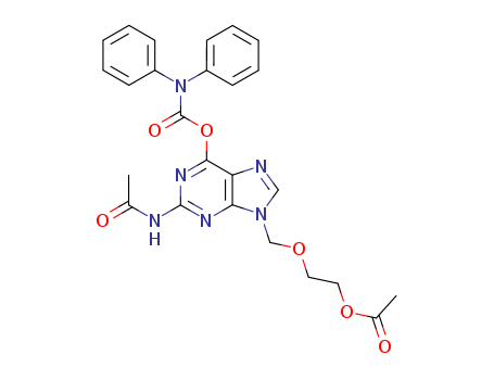 Carbamic acid, diphenyl-, 2-(acetylamino)-9-[[2-(acetyloxy)ethoxy]methyl]-9H-purin-6-yl ester