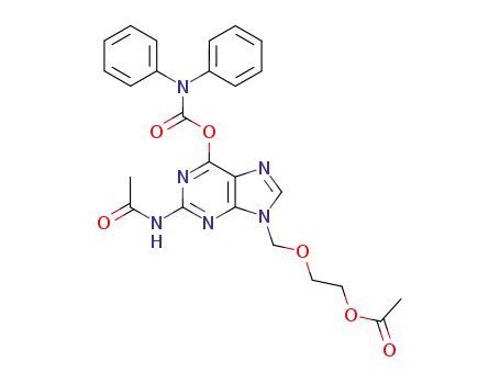 Molecular Structure of 112233-78-0 (Carbamic acid, diphenyl-,
2-(acetylamino)-9-[[2-(acetyloxy)ethoxy]methyl]-9H-purin-6-yl ester)