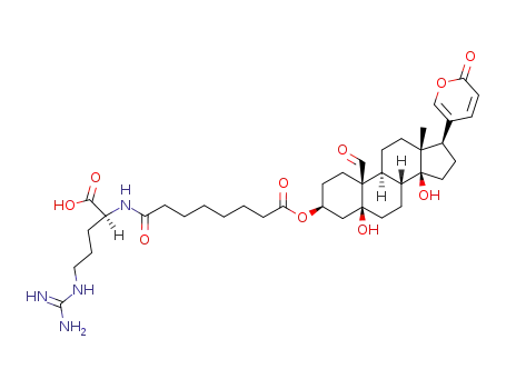 Molecular Structure of 105330-48-1 (Bufa-20,22-dienolide,3-[[8-[[(1S)-4-[(aminoiminomethyl)amino]-1-carboxybutyl]amino]-1,8-dioxooctyl]oxy]-5,14-dihydroxy-19-oxo-,(3b,5b)-)