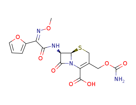 5-Thia-1-azabicyclo[4.2.0]oct-2-ene-2-carboxylicacid,3-[[(aminocarbonyl)oxy]methyl]-7-[[(2Z)-2-(2-furanyl)-2-(methoxyimino)acetyl]amino]-8-oxo-,(6R,7R)-(55268-75-2)