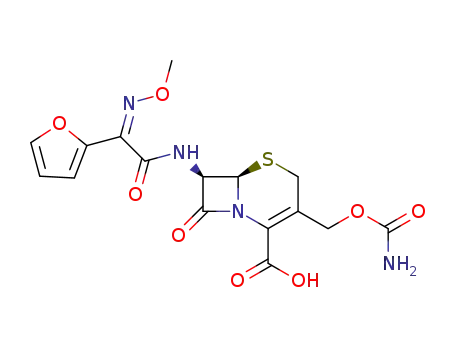 5-Thia-1-azabicyclo[4.2.0]oct-2-ene-2-carboxylic acid,3-[[(aminocarbonyl)oxy]methyl]-7-[[2-furanyl(methoxyimino)acetyl]amino]-8-oxo-, [6R-[6a,7b(E)]]-