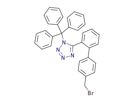 124750-51-2,5-(4'-Bromomethyl-1,1'-biphenyl-2-yl)-1-triphenylmethyl-1H-tetrazole,5-[4'-(Bromomethyl)[1,1'-biphenyl]-2-yl]-1-(triphenylmethyl)-1H-tetrazole;N-Triphenylmethyl-5-[4'-(bromomethyl)biphenyl-2-yl]tetrazole;[2'-(N-Trityltetrazol-5-yl)biphenyl-4-yl]methyl bromide;1-Triphenylmethyl-5-[4'-(bromomethyl)biphenyl-2-yl]tetrazole;4'-Bromomethyl-2-(1-triphenylmethyltetrazol-5-yl)biphenyl;5-(4'-Bromomethylbiphenyl-2-yl)-1-trityl-1H-tetrazole;