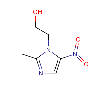 443-48-1,Metronidazole,Bexon;Vagilen;1-(2-Hydroxy-1-ethyl)-2-methyl-5-nitroimidazole;Meronidal;Trikojol;Novonidazol;RP 8823;Eumin;Metronidazole (JP14/USP);Bayer 5360;Trichopol;Trichex;Sanatrichom;Nalox;Trikamon;1-Hydroxyethyl-2-methyl-5-nitroimidazole;Metric 21;Monasin;Giatricol;Orvagil;MTZ;Metronidazol;NIDA;Trichazol;Flagyl;Deflamon;Entizol;2-Methyl-1-(2-hydroxyethyl)-5-nitroimidazole;1-(.beta.-Hydroxyethyl)-2-methyl-5-nitroimidazole;Trikozol;1H-Imidazole-1-ethanol,2-methyl-5-nitro-;1-(.beta.-Ethylol)-2-methyl-5-nitro-3-azapyrrole;Klion;Arilin;Clont;Trimeks;Danizol;Efloran;Methronidazole;Trivazol;Acromona;1-(2-Hydroxyethyl)-2-methyl-5-nitroimidazole;Flagesol;Tricocet;Monagyl;Vertisal;Prestwick_334;Klont;Flegyl;Tricowas B;Trichomonacid pharmachim;Trichopal;Trichocide;Flagemona;Trichomol;Metronidaz;1H-Imidazole-1-ethanol, 2-methyl-5-nitro-;1-(β-Ethylol)-2-methyl-5-nitro-3-azapyrrole;1-(β-Hydroxyethyl)-2-methyl-5-nitroimidazole;NSC-50364;1-(β-Oxyethyl)-2-methyl-5-nitroimidaz-ole;2-(2-methyl-5-nitro-1H-imidazol-1-yl)ethan-1-ol;