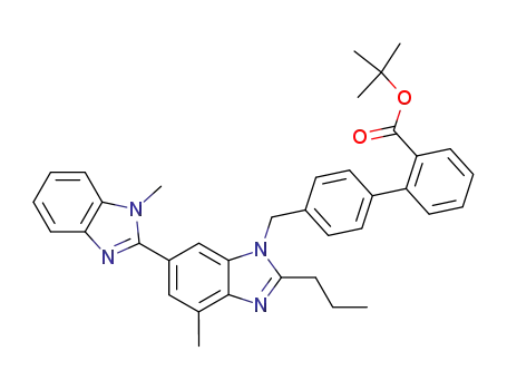 Molecular Structure of 144702-26-1 (4'-[[1,4'-Dimethyl-2'-propyl(2,6'-bi-1H-benzimidazol)-1'-yl]-methyl]-1,1'-biphenyl-2-carboxylic acid 1,1-dimethylethyl ester)