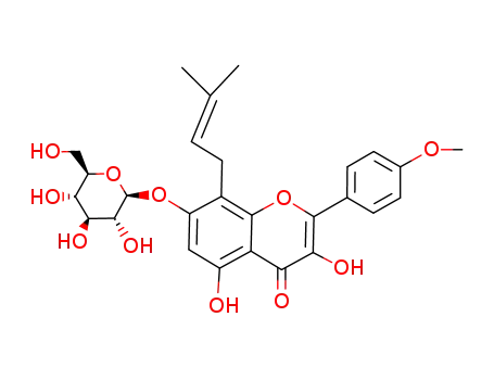 3-hydroxy-7-O-β-glucose-8-prenyl-4'-methoxychrysin