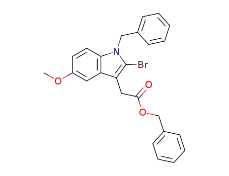 Molecular Structure of 163734-89-2 (1H-Indole-3-acetic acid, 2-bromo-5-methoxy-1-(phenylmethyl)-,
phenylmethyl ester)