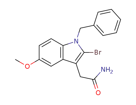 Molecular Structure of 164083-06-1 (1H-Indole-3-acetamide, 2-bromo-5-methoxy-1-(phenylmethyl)-)