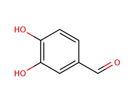 139-85-5,Protocatechualdehyde,3,4-Dihydroxybenzenecarbonal;Rancinamycin IV;Benzaldehyde, 3,4-dihydroxy- (9CI);4-Formyl-1, 2-dihydroxybenzene;Benzaldehyde, 3,4-dihydroxy-;Protocatechualdehyde;Benzaldehyde,3,4-dihydroxy-;3,4-Dihydroxy Benzaldehyde;3,4-dihydroxyBenzaldehyde;protocatechualdehyde;