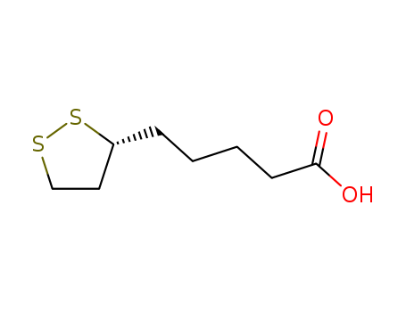 1200-22-2,(R)-(+)-1,2-Dithiolane-3-pentanoic acid,1,2-Dithiolane-3-pentanoicacid, (R)-;1,2-Dithiolane-3-valeric acid, (+)- (8CI);1,2-Dithiolane-3-pentanoicacid, (3R)-;(R)-Lipoic acid;(R)-a-Lipoic acid;Berlition;Byodinoral 300;Lipoec;Lipoic acid;R-(+)-Thioctic acid;Thioderm;Thiogamma;Tiobec;Tiobec Retard;d-Thioctic acid;a-(+)-Lipoic acid;a-Lipoic acid;