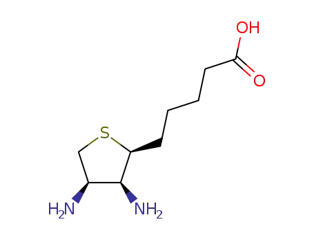 Molecular Structure of 22342-46-7 ((2S,3S,4R)-CIS-5-(3,4-DIAMINOTETRAHYDRO-2-THIENYL)VALERIC ACID)