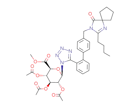 (2S,3S,4S,5R,6R)-3,4,5-Triacetoxy-6-{5-[4'-(2-butyl-4-oxo-1,3-diaza-spiro[4.4]non-1-en-3-ylmethyl)-biphenyl-2-yl]-tetrazol-1-yl}-tetrahydro-pyran-2-carboxylic acid methyl ester