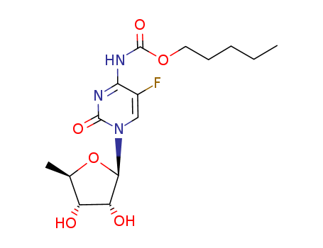 154361-50-9,Capecitabine,Xeloda (TN);Cytidine,5'-deoxy-5-fluoro-N-[(pentyloxy)- carbonyl]-;Pentyl [1-(3,4-dihydroxy-5-methyl-oxolan-2-yl)-5-fluoro-2-oxo-pyrimidin-4-yl]aminoformate；Capecitabine;pentyl (1-((2R,3R,4S,5R)-3,4-dihydroxy-5-methyltetrahydrofuran-2-yl)-5-fluoro-2-oxo-1,2-dihydropyrimidin-4-yl)carbamate;
