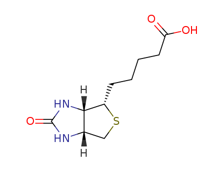 58-85-5,D-Biotin,1H-Thieno[3,4-d]imidazole-4-pentanoicacid, hexahydro-2-oxo-, (3aS,4S,6aR)-;1H-Thieno[3,4-d]imidazole-4-pentanoicacid, hexahydro-2-oxo-, [3aS-(3aa,4b,6aa)]-;Biotin (8CI);(+)-Biotin;(+)-cis-Hexahydro-2-oxo-1H-thieno[3,4]imidazole-4-valeric acid;Biodermatin;Bios II;Coenzyme R;D(+)-Biotin;Factor S;Factor S (vitamin);Lutavit H2;Meribin;NSC 63865;Rovimix H 2;Vitamin B7;Vitamin H;cis-(+)-Tetrahydro-2-oxothieno[3,4]imidazoline-4-valeric acid;Biotin;