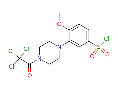 Molecular Structure of 219963-60-7 (Benzenesulfonyl chloride,
4-methoxy-3-[4-(trichloroacetyl)-1-piperazinyl]-)