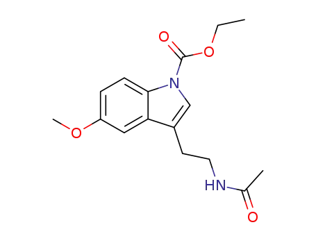 Molecular Structure of 519186-54-0 (3-[2-(AcetylaMino)ethyl]-5-Methoxy-1H-indole-1-carboxylic Acid Ethyl Ester)