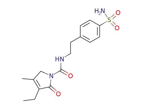Molecular Structure of 119018-29-0 (4-[2-[(3-Ethyl-4-methyl-2-oxo-3-pyrrolin-1-yl)carboxamido]ethyl]benzenesulfonamide)
