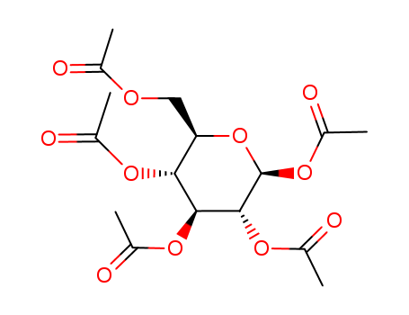 604-69-3,beta-D-Glucose pentaacetate,Pentaacetyl-b-D-glucopyranose;Pentaacetyl-b-D-glucose;Per-O-acetyl-b-D-glucopyranose;b-D-Glucopyranosyl pentaacetate;b-D-Glucose pentaacetate;Glucopyranose,pentaacetate, b-D- (8CI);b-D-Glucopyranose, pentaacetate (9CI);1,2,3,4,6-Penta-O-acetyl-b-D-glucopyranose;2,3,4,6-Tetra-O-acetyl-b-D-glucopyranosyl acetate;NSC 214078;Penta-O-acetyl-b-D-glucopyranose;Penta-O-acetyl-b-D-glucose;