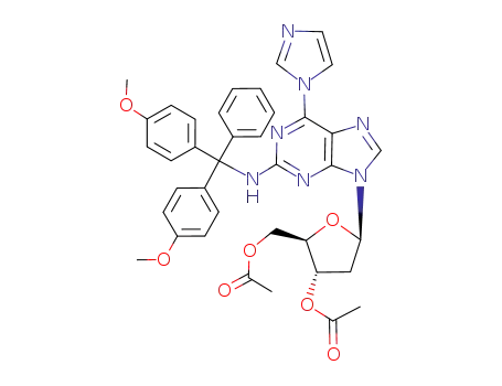 Acetic acid (2R,3S,5R)-2-acetoxymethyl-5-(2-{[bis-(4-methoxy-phenyl)-phenyl-methyl]-amino}-6-imidazol-1-yl-purin-9-yl)-tetrahydro-furan-3-yl ester