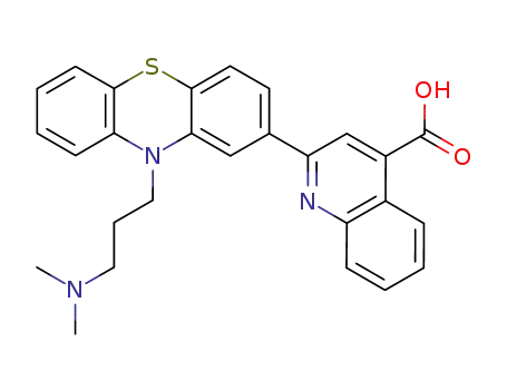 Molecular Structure of 64290-11-5 (4-Quinolinecarboxylic acid,
2-[10-[3-(dimethylamino)propyl]-10H-phenothiazin-2-yl]-)