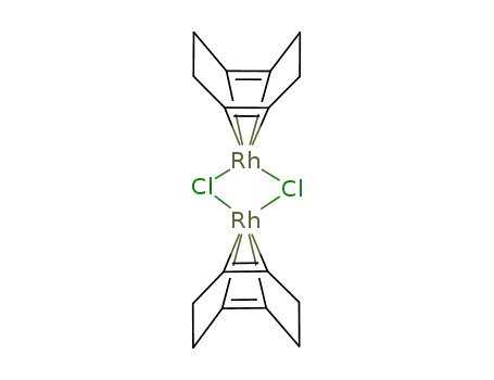 Molecular Structure of 12092-47-6 (Chloro(1,5-cyclooctadiene)rhodium(I) dimer)
