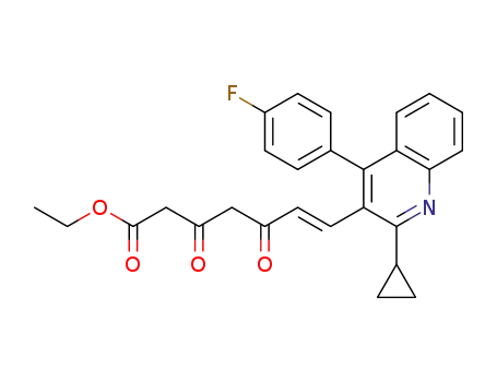 Molecular Structure of 166803-31-2 (6-Heptenoic acid,
7-[2-cyclopropyl-4-(4-fluorophenyl)-3-quinolinyl]-3,5-dioxo-, ethyl ester,
(6E)-)