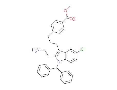 Molecular Structure of 540522-70-1 (Benzoic acid,
4-[3-[2-(2-aminoethyl)-5-chloro-1-(diphenylmethyl)-1H-indol-3-yl]propyl]-
, methyl ester)