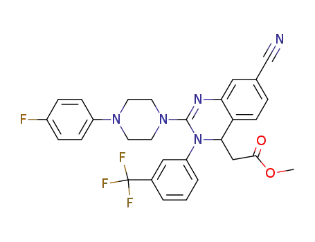{7-cyano-2-[4-(4-fluorophenyl)-1-piperazinyl]-3-[3-(trifluoromethyl)phenyl]-3,4-dihydro-4-quinazolinyl}-acetic acid methyl ester