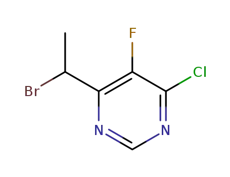 Molecular Structure of 188416-28-6 (6-(1-Bromoethyl)-4-chloro-5-fluoropyrimidine)