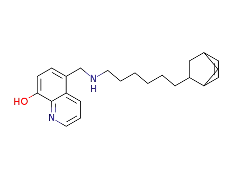 Molecular Structure of 511243-86-0 (8-Quinolinol, 5-[[(6-bicyclo[2.2.1]hept-5-en-2-ylhexyl)amino]methyl]-)