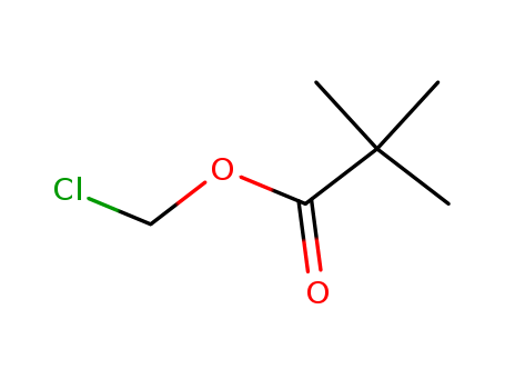 18997-19-8,Chloromethyl pivalate,Pivalicacid, chloromethyl ester (8CI);Methanol, chloro-, pivalate (8CI);(2,2-Dimethyl-1-oxopropoxy)methyl chloride;2,2-Dimethylpropionic acidchloromethyl ester;Chloromethyl 2,2-dimethylpropanoate;[(tert-Butylcarbonyl)oxy]methyl chloride;a,a-Dimethylpropionyloxymethylchloride;Propanoicacid, 2,2-dimethyl-, chloromethyl ester;