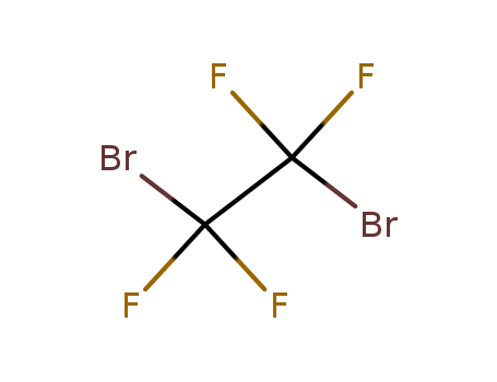 124-73-2,1,2-Dibromotetrafluoroethane,Ethane,1,2-dibromotetrafluoro- (6CI,7CI,8CI);1,2-Dibromo-1,1,2,2-tetrafluoroethane;1,2-Dibromoperfluoroethane;Daiflon 114B2;F114B2;Fluobrene;Freon 114B2;H 2402;Halon 2402;Khladon 114B2;sym-1,2-Dibromo-1,1,2,2-tetrafluoroethane;sym-Dibromotetrafluoroethane;